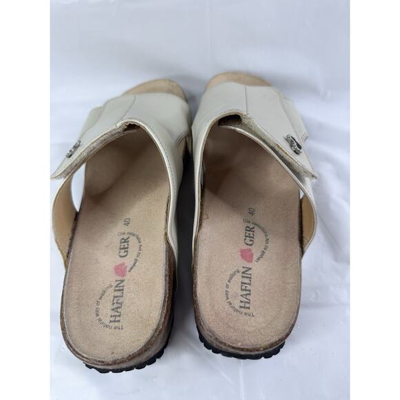 Haflinger Sandals Alice 40 Ivory Leather Slip On Hook & Loop Comfort - Picture 6 of 11